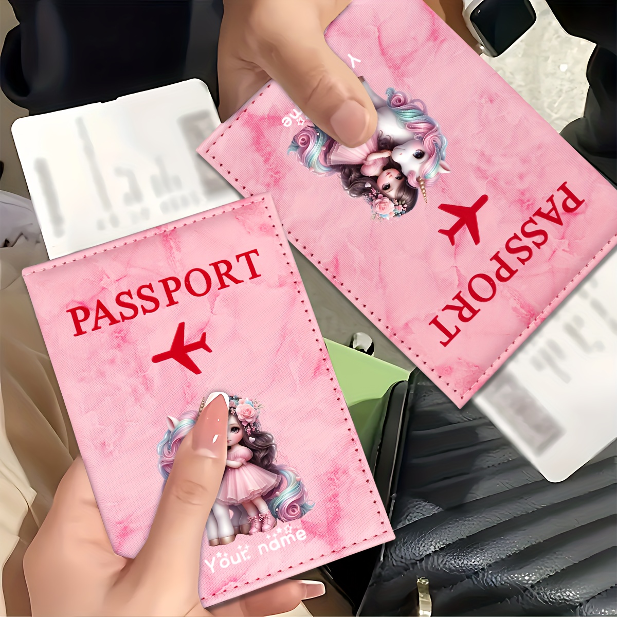 Tech Accessories For Travel - Unicorn Girl Pattern PU Passport Holder