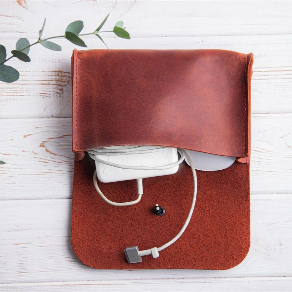 Genuine Leather MacBook Mouse  – обзор и цена Tech Accessories Travel Organizer Pouch